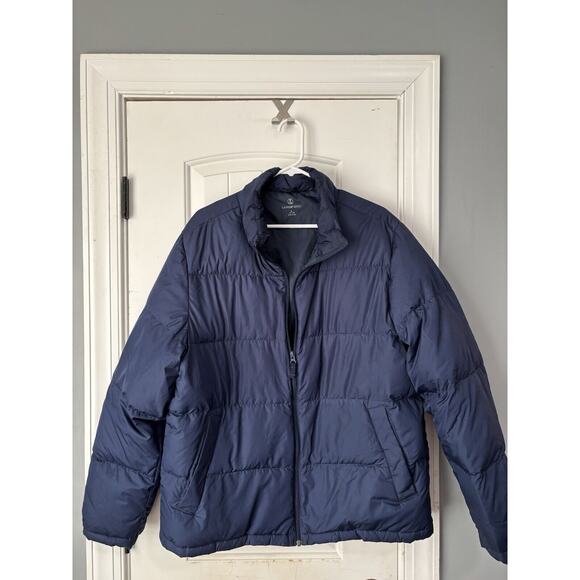 Lands' End Men's Blue Zip Puffer Jacket Primaloft Size L (42-44)